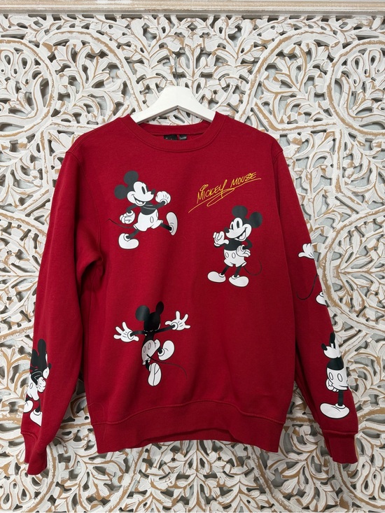 None Tops - Woman's Mickey Mouse Red Graphic Crewneck Sweatshirt